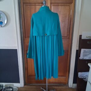 Soft Surroundings Teal Pleated Trench Coat